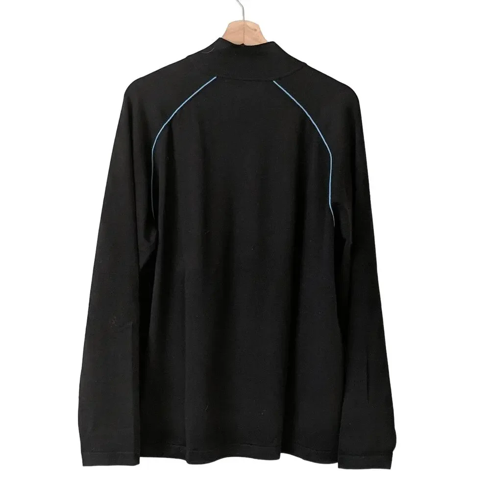 Tommy Bahama Men's 1/4 Zip Pullover Sweater Long Sleeve Black Silk‎ Nylon Medium